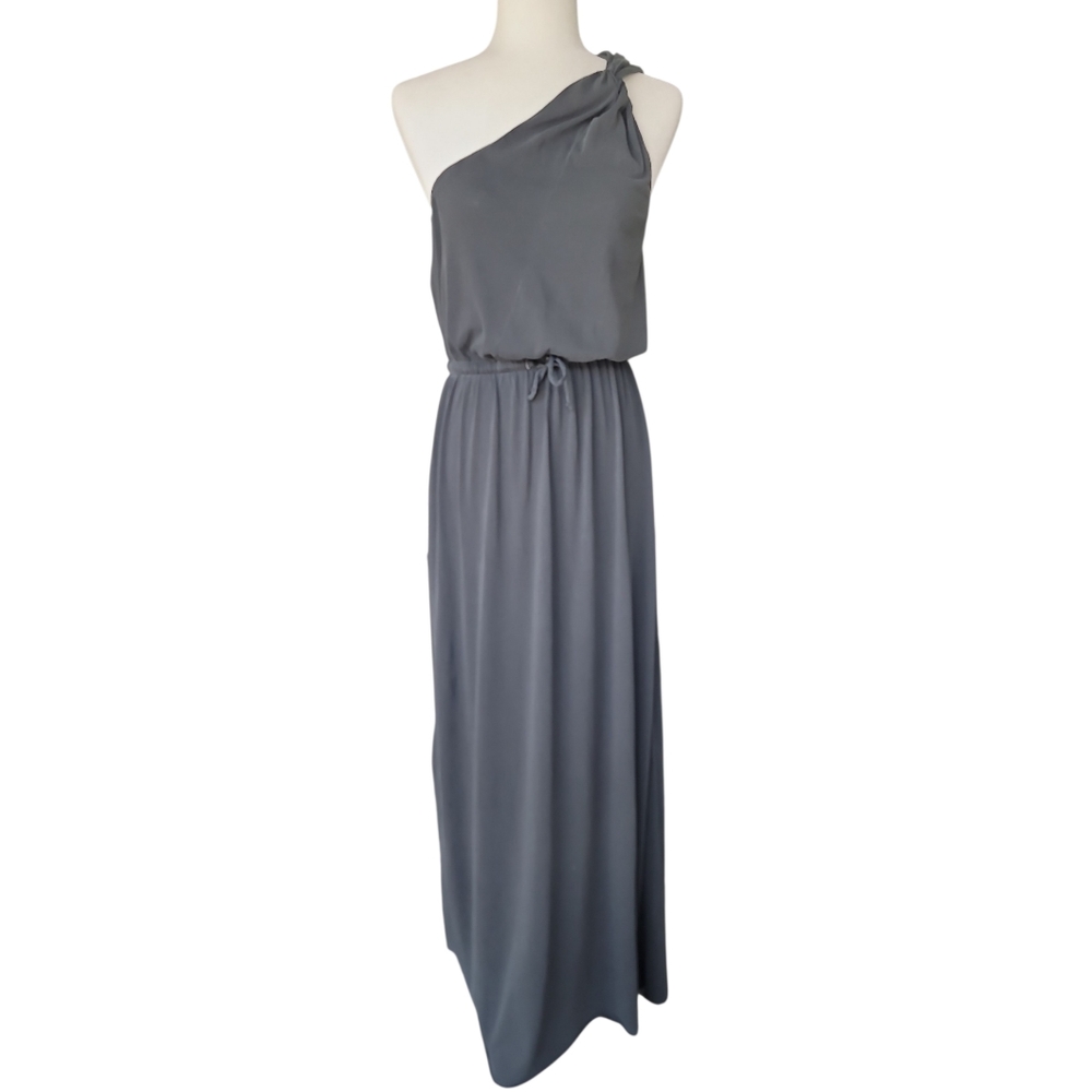 Unsubscribed NWT One Shoulder Cotton Maxi Dress Size Medium Color Washed Grey